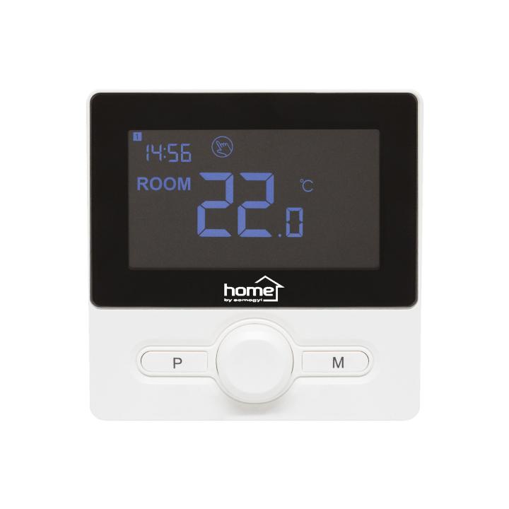 home the25b digitális vezetékes szobatermosztát, falra szerelhető, programozható, ablaknyitás érzékelés, fagyvédelmi funkció, fekete