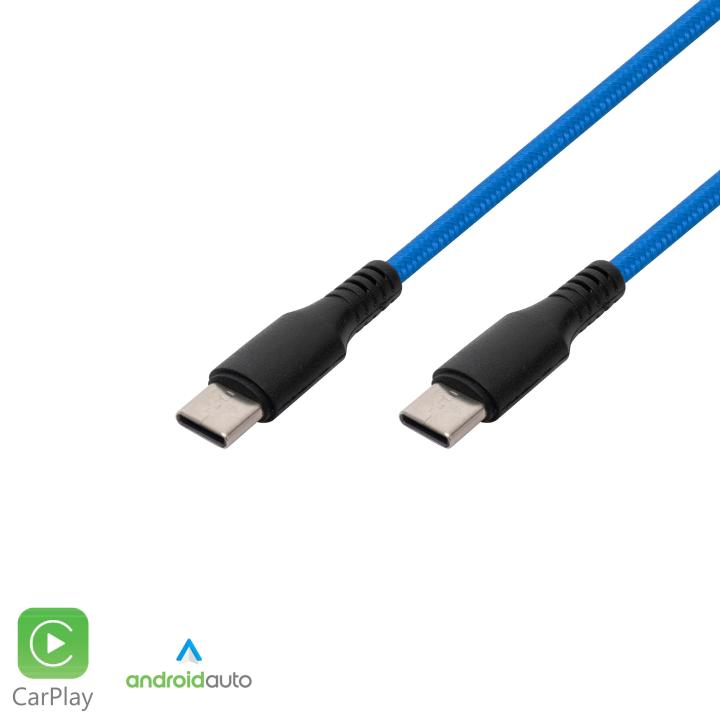 home usbcc1 töltőkábel, usb c / usb c, 2.1a, 1m,szövött, kék