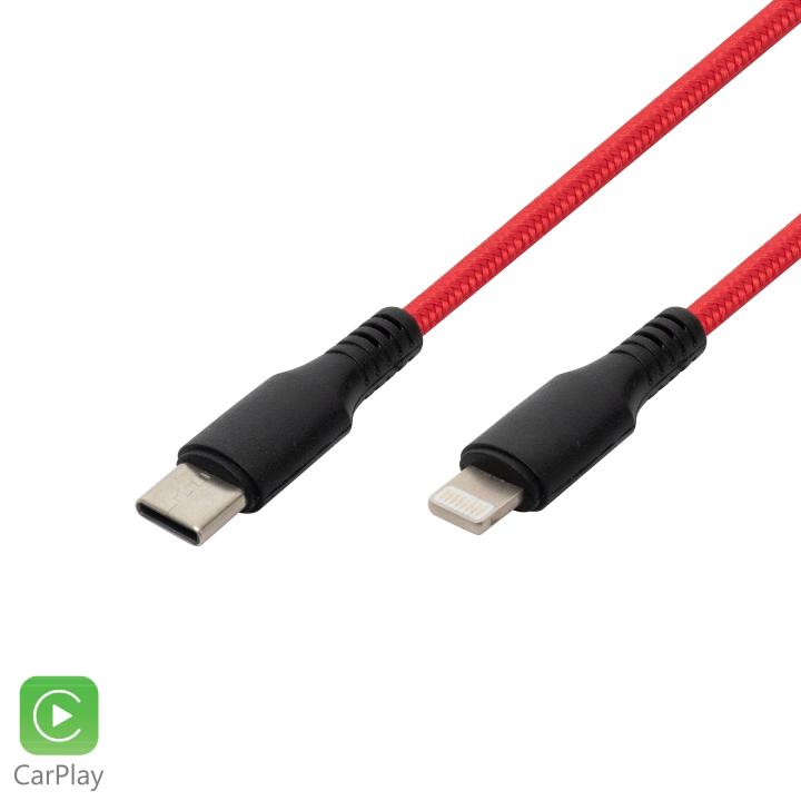 home usbcl1 töltőkábel, usb c / lightning, 2.1a, 1m, szövött, piros