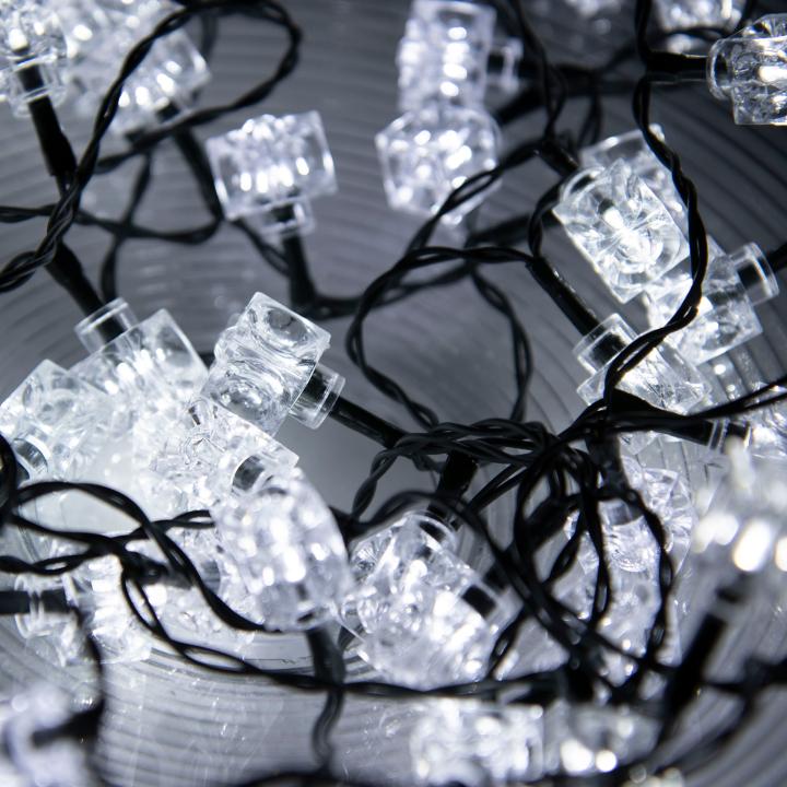 home kii50cube dekorációs fényfüzér, hidegfehér, 50 led, + 50 akril kocka dekoráció, beltéri