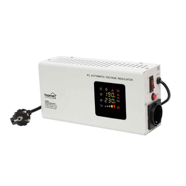 home avr500s feszültségstabilizátor, 500va, automatikus működés, vékony kivitel, falra szerelhető, színes digitális kijelző, teljeskörű meghibásodás elleni védelem