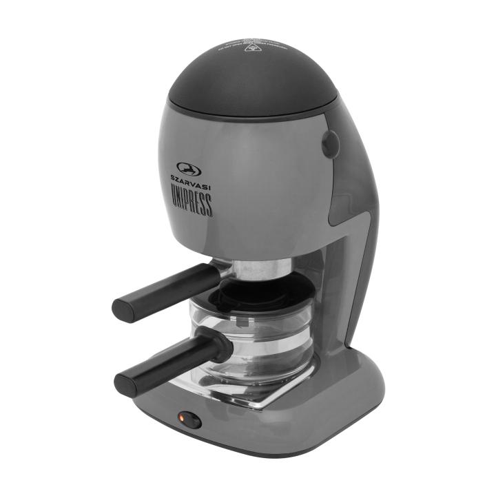 szarvasi szv 624 unipress kávéfőző 13757, 800 w, 3.04 bar, üveg kiöntő, hőkorlátozó, hőkioldó, szürke