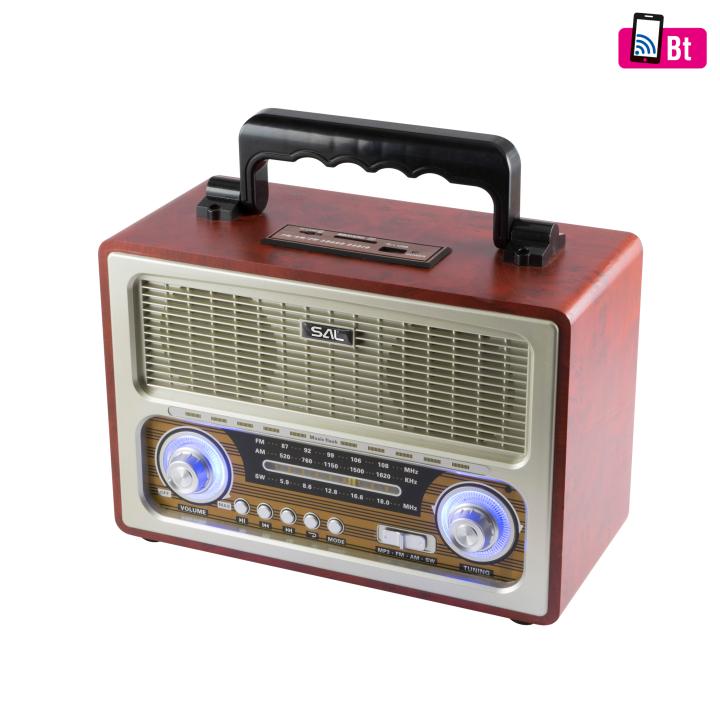 sal rrt3 retro táskarádió, stereo multimédia lejátszó, bt, usb/microsd, aux, 3 sávos rádió, hálózati/elemes