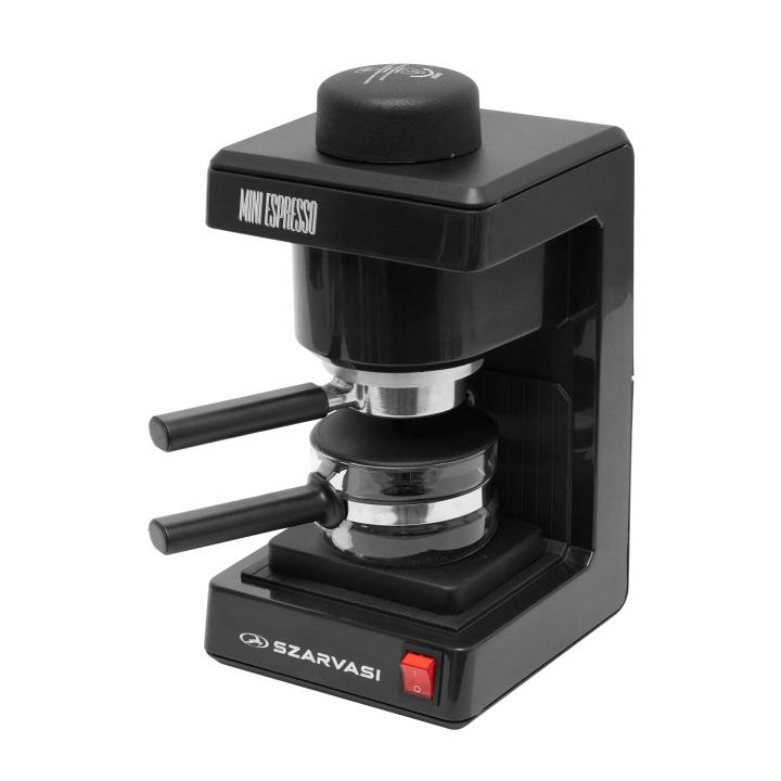 szarvasi szv 612/3 mini espresso kávéfőző 11959, 800 w, 3.04 bar, üveg kiöntő, hőkorlátozó, hőkioldó, fekete