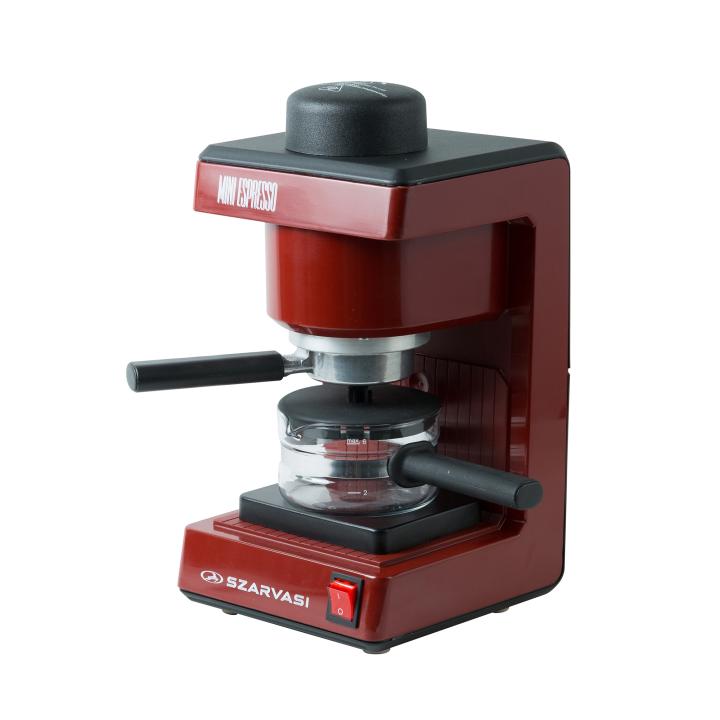szarvasi mini espresso (szv 612/3) kávéfőző, 800 w, bordó színű, őrölt kávé főzésére, 3,04 bar nyomás, max. 6 személy részére