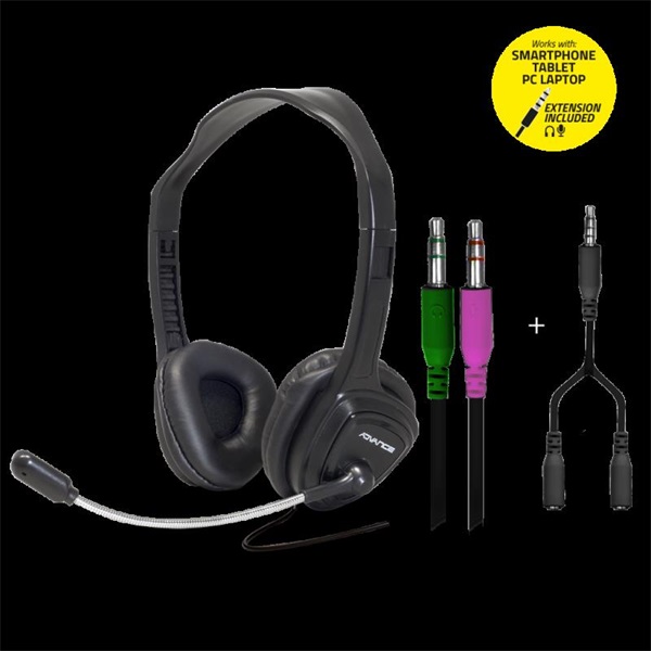 advance fejhallgató headphonics smart (3,5mm jack, fekete)