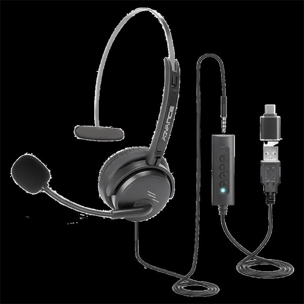 advance fejhallgató smartphonics 350 (3,5mm jack/usb, 1,5m kábel, fekete)