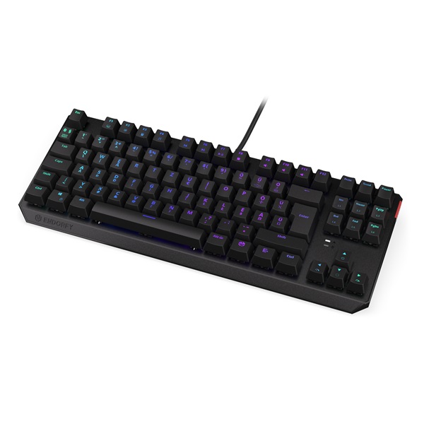 endorfy billentyűzet thock tkl (rgb, kailh red switch, mechanikus, 87 gomb, 1,8m, hu, fekete)