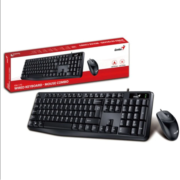 genius billentyűzet/egér kit km 170 (vezetékes, usb, fekete)