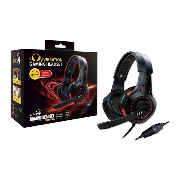 genius fejhallgató hs g600v (3.5mm jack, hangerőszabályzó, mikrofon, nagypárna, fekete)