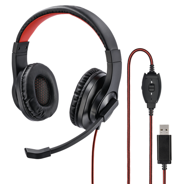 hama fejhallgató 139927 hs usb400 (hangerőszabályzó, usb a, 2m, fekete)
