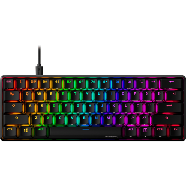 hyperx mechanikus billentyűzet alloy origins 60 (vezetékes, usb, 60 gomb, hx red switch, angol kiosztás, fekete)