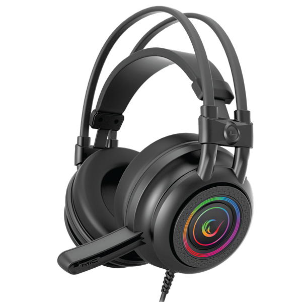 rampage fejhallgató rm k2 x quadro rgb (7.1, mikrofon, usb, hangerőszabályzó, nagy párnás, 2.2m kábel, fekete)