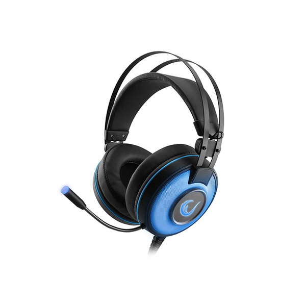 rampage fejhallgató sn rw66 alpha x (7.1, mikrofon, usb, hangerőszabályzó, nagy párnás, 2.1m kábel, fekete kék)