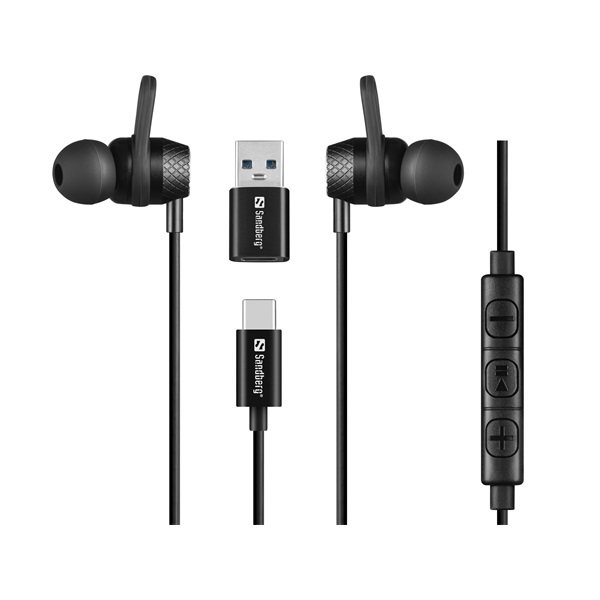 sandberg fülhallgató usb c/a in earset with line mic