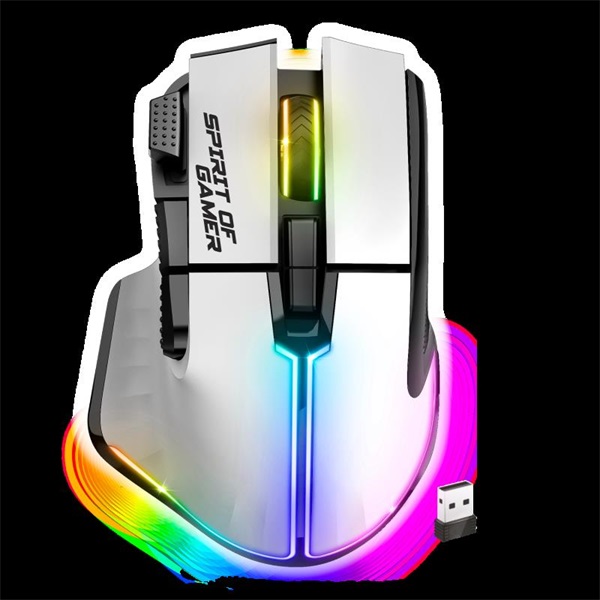 spirit of gamer egér vezeték nélküli pro m5 arctic wireless (optikai, 8000dpi, 8 gomb, fehér)