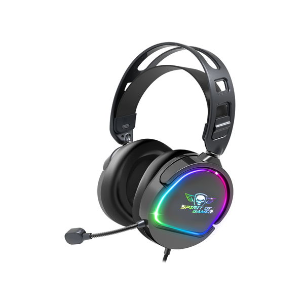 spirit of gamer fejhallgató pro h6 rgb black (multiplatform, mikrofon, 3.5mm jack, hangerőszabályzó, 2m kábel, fekete)