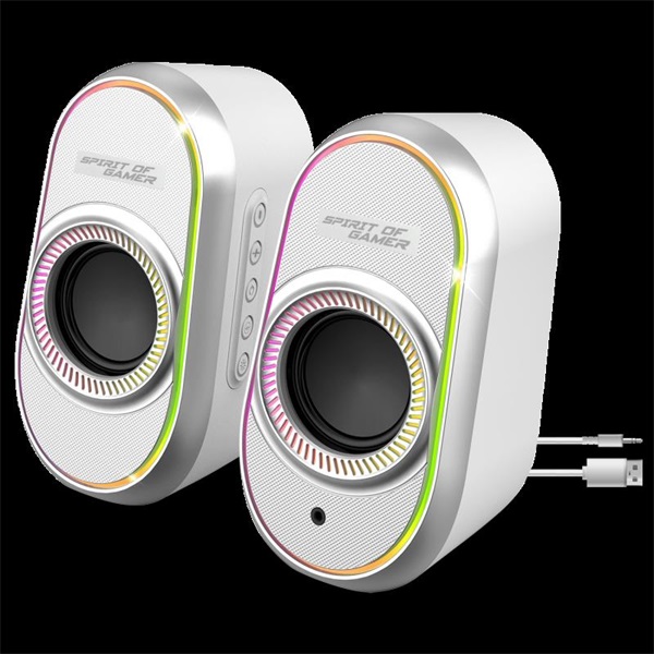 spirit of gamer hangszóró 2.0 fanatic 500 arctic (pc/mac, bluetooth/3,5mm jack, fehér)