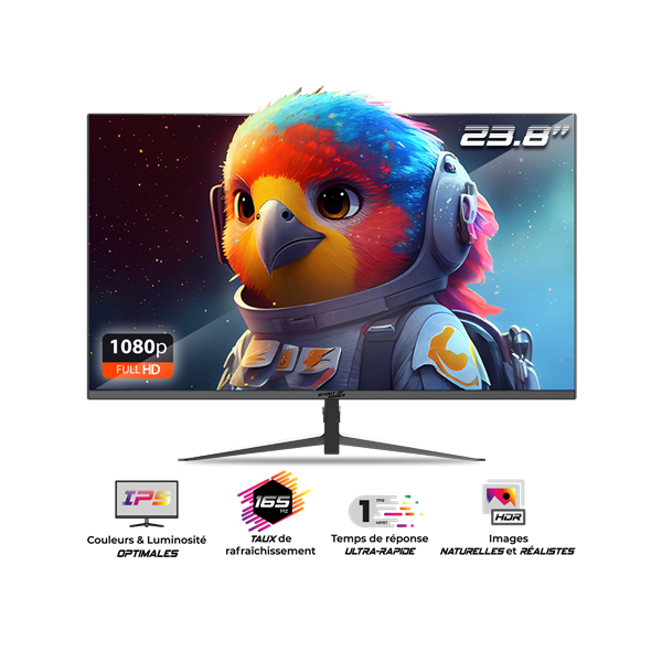 spirit of gamer monitor 24" epic 23,8" (ips, 16:9, 1920x1080, 1ms, 165 hz, 300cd/m2, 1000:1, hdmi/dp/3,5 mm jack)