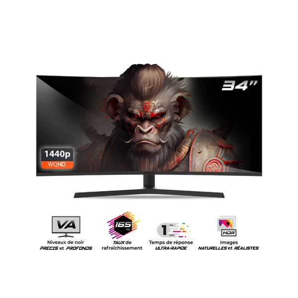 spirit of gamer monitor 34" epic 34" (va, 21:9, 3440x1440, 1ms, 165 hz, 400 cd/m2, 4000:1, hdmi/dp/3,5 mm jack)