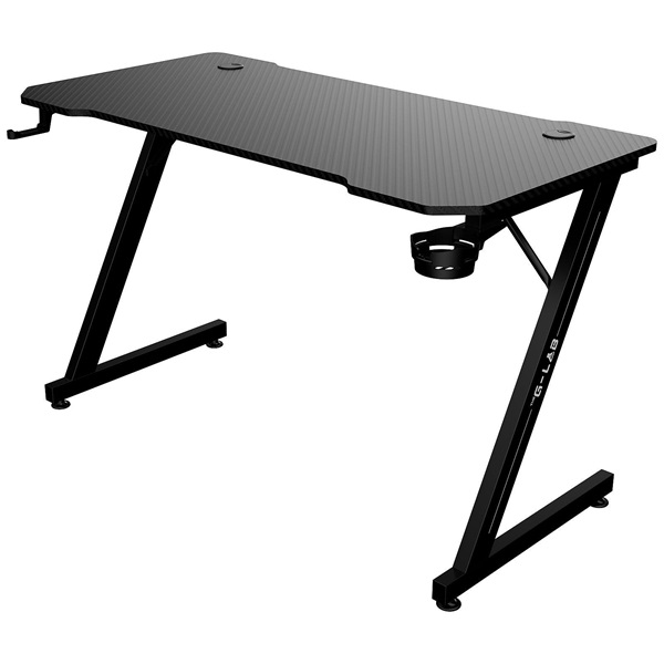 the g lab gamer asztal k desk yttrium (120x60cm, fém, pohártartó, fejhallgatótartó, fekete)