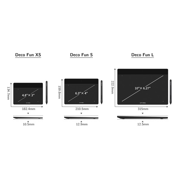 xp pen grafikus tábla deco fun s bk (6,3"x4", 5080 lpi, ps 8192, 220 rps, usb c) fekete