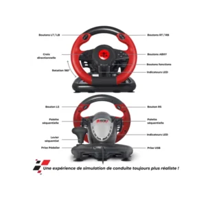 spirit of gamer kormány race wheel pro 1 (kormány+pedálok, pc kompatibilis, fekete/piros)