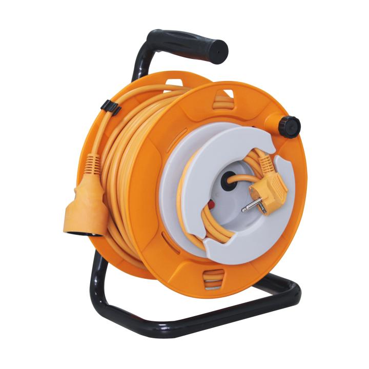 home hjr 24 30 kábeldob, 27 + 3 m, ip20 kivitel, h05vv f 3g1,0 mm2 kábel, védőkapcsoló, max. 2300 w, fém talp