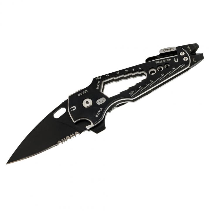 true utility smartknife+, tu6869, 15 in 1, mágneses bitfej tartó, kábelcsupaszoló, homokfúvott rozsdamentes acél, 5,5 cm penge