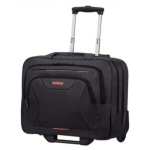 american tourister gurulós notebook táska 88533 1070, rolling tote 15.6" (fekete/narancssárga) at work