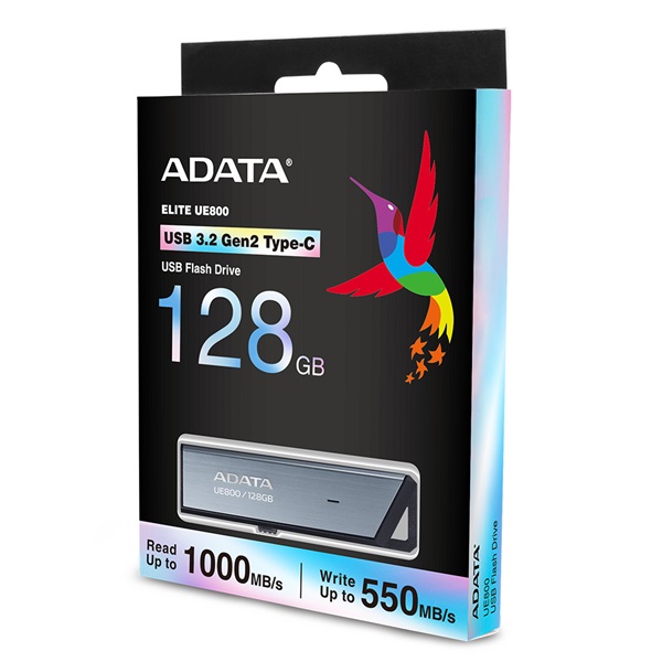 adata pendrive 128gb ue800 (usb 3.2 gen2, r/w: 1000/550 mb/s, ezüst)