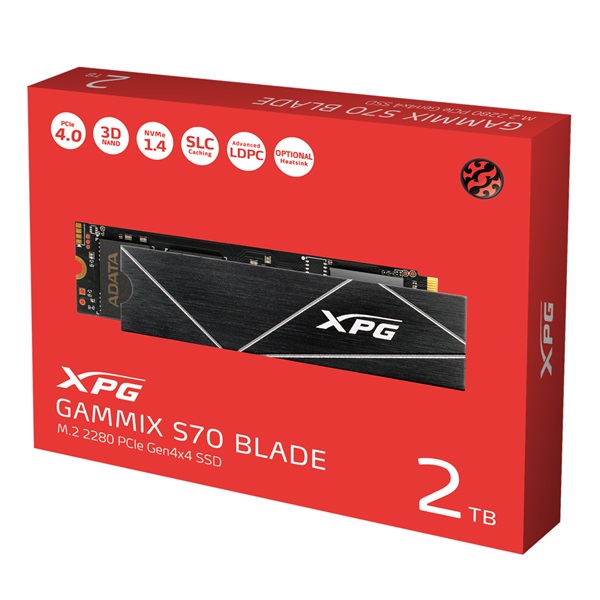 adata ssd 2tb xpg gammix s70 blade (3d, m.2 pcie gen 4x4, r:7400 mb/s, w:6800 mb/s, ps5 ready)