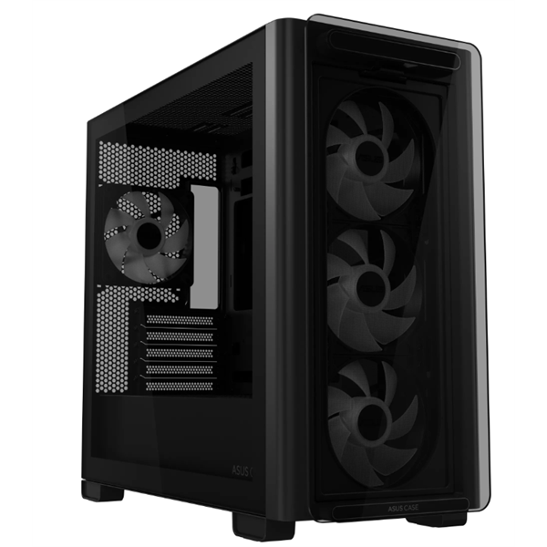 asus ház a23 plus, tápegység nélkül, fekete, Üvegfalú