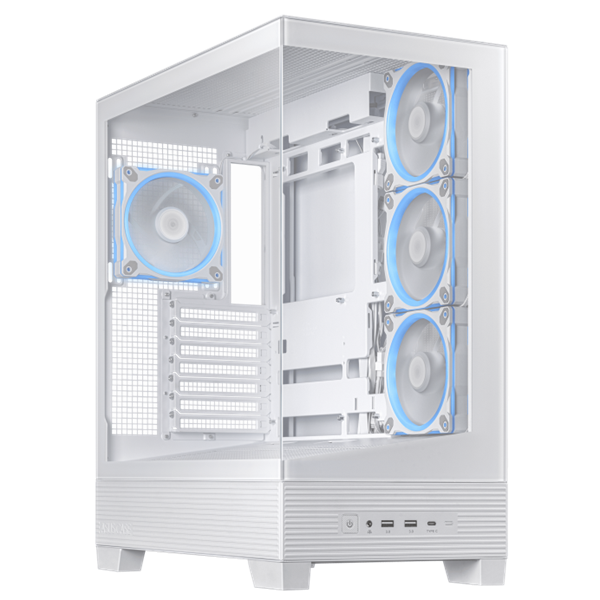 asus ház a31 plus, tápegység nélkül, fehér, Üvegfalú
