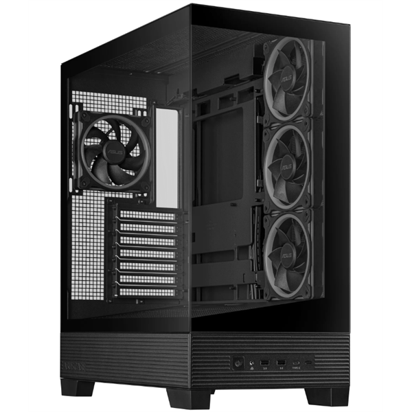 asus ház a31 plus, tápegység nélkül, fekete, Üvegfalú