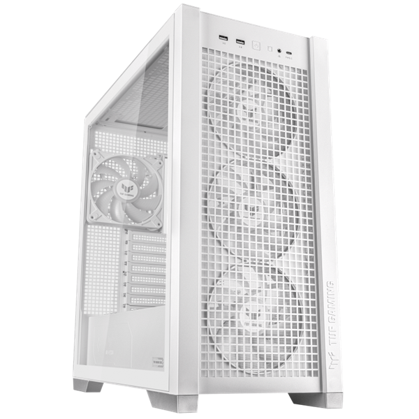 asus ház tuf gaming gt302, tápegység nélkül, fehér, Üvegfalú