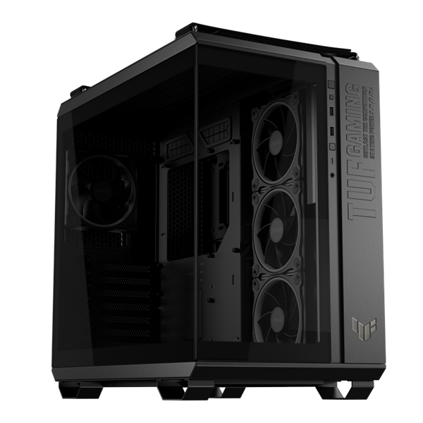 asus ház tuf gaming gt502, tápegység nélkül, fekete, Üvegfalú