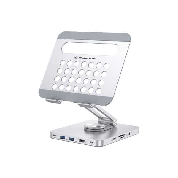 conceptronic tablet dokkoló/tartó donn26g (usb c to hdmi/usb c pd/usb 3.0/sd/tf)