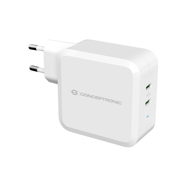 conceptronic telefon töltő adapter althea08w (2xusb c, 100w pd, fehér)