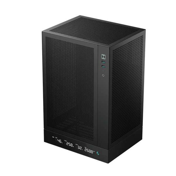 deepcool számítógépház ch170 digital (fekete, mini itx, 2xusb3.0, type c, fekete)