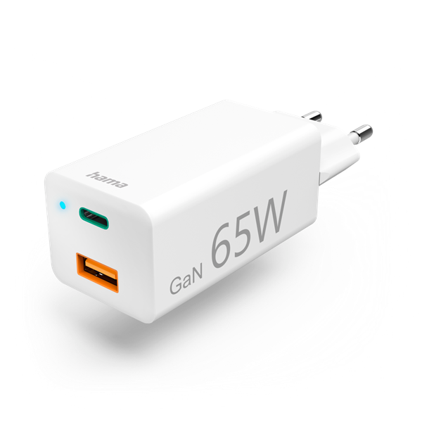 hama hálózati töltő 201643 (1xusb a, 1xusb c, pd/qc, 65w, fehér)