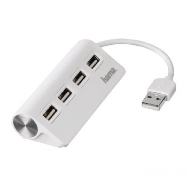 hama usb hub 200120 (4x usb a, usb 2.0, fehér)