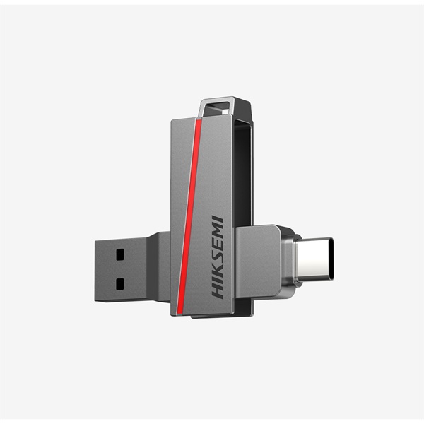 hikvision hiksemi pendrive dual slim, 256gb, usb3.2 type c, ezüst