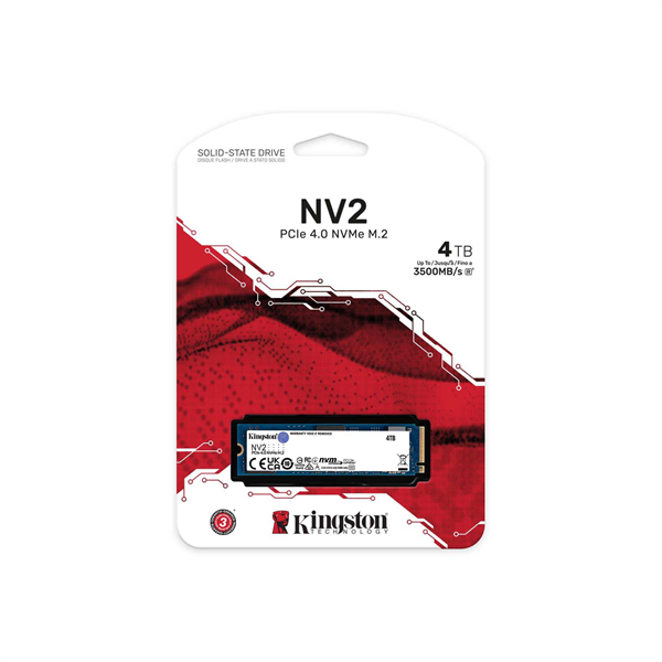 kingston ssd 4tb snv2s/4000g (m.2 nvme nv2, r/w:3500/2800mb/s)