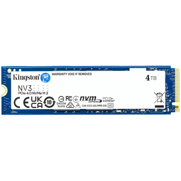 kingston ssd 4tb snv3s/4000g (m.2 nvme nv2, r/w: 6000/5000mb/s)