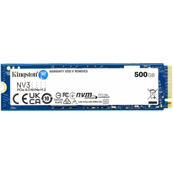kingston ssd 500gb snv3s/500g (m.2 nvme nv2, r/w: 5000/2200mb/s)