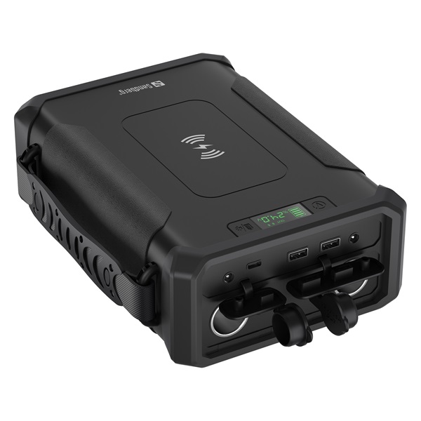 sandberg akkubank survivor powerbank 8in1 96000 (ipx4,bemenet: dc, kimenet: dc+2xusb a qc+1xusb c+2x szivargyujtó, qi)