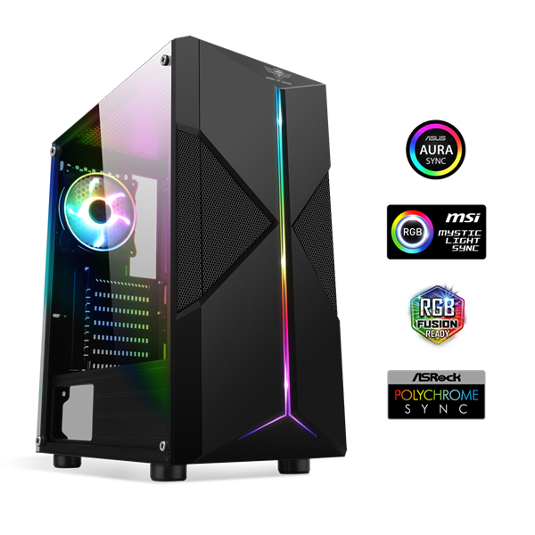 spirit of gamer számítógépház clone 3 black (fekete, ablakos, 2x12cm ventilátor, alsó táp, atx, 1xusb3.0, 2xusb2.0)