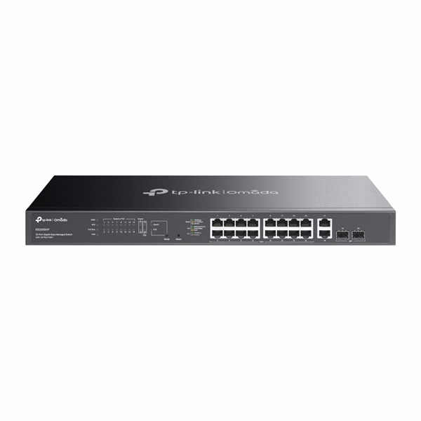 tp link switch menedzselhető poe es220gmp (omada; 18x 1gbps + 2x 1gbps combo port; 16x af/at poe+ port; 250w)