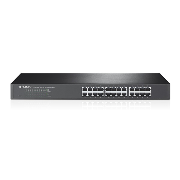 tp link switch tl sf1024 (24 port, 100mbps; fém ház, rackbe szerelhető)